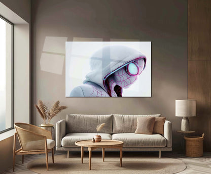 Spider-Gwen Metal Poster | Gwen Stacy Spider-Verse Wall Art | White Hood Superhero Metal Print