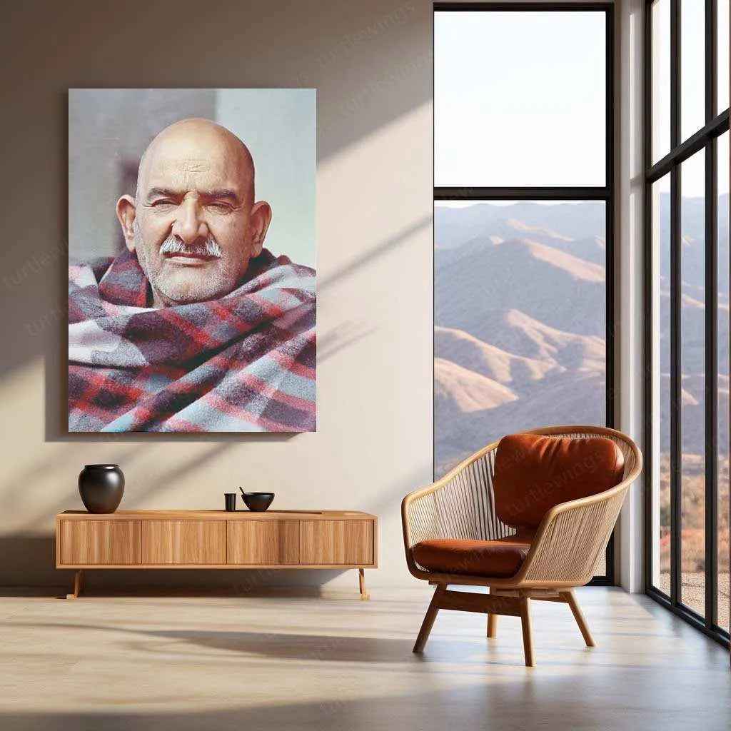 Neem Karoli Baba Metal Frame - A Divine Tribute 2 - TURTLEWINGS