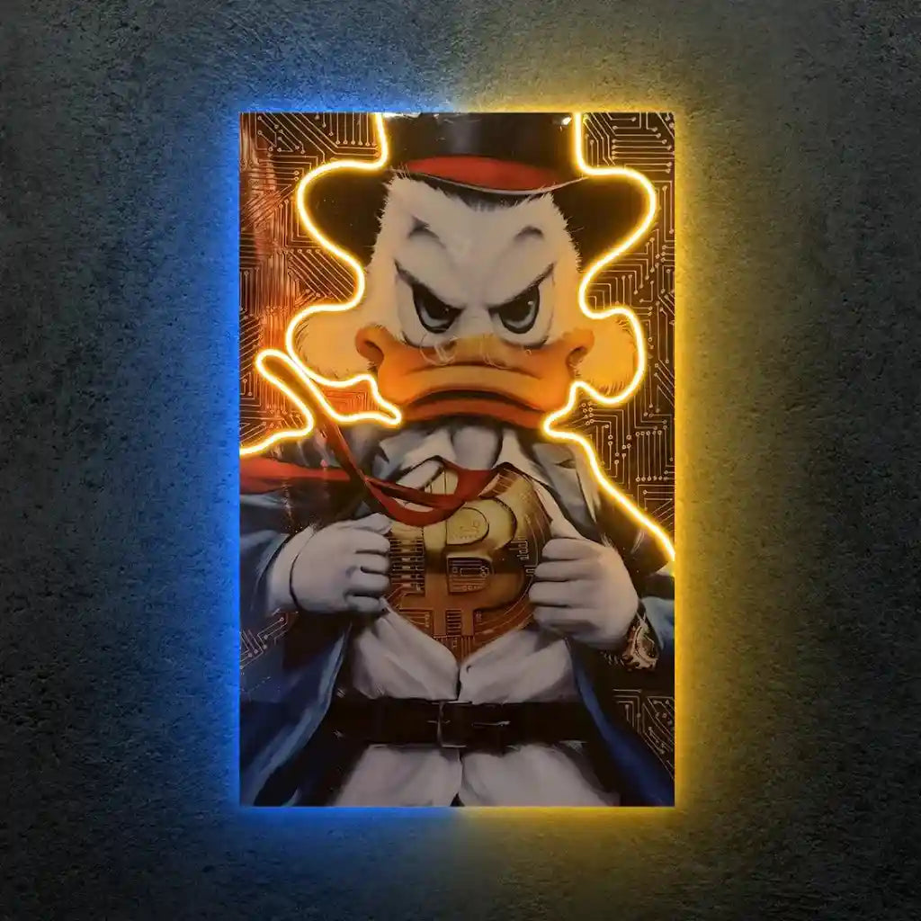 Crypto Boss Neon LED Frame | Bitcoin Wealth Wall Art Digital Hustle Aesthetic by TurtleWings - TURTLEWINGS