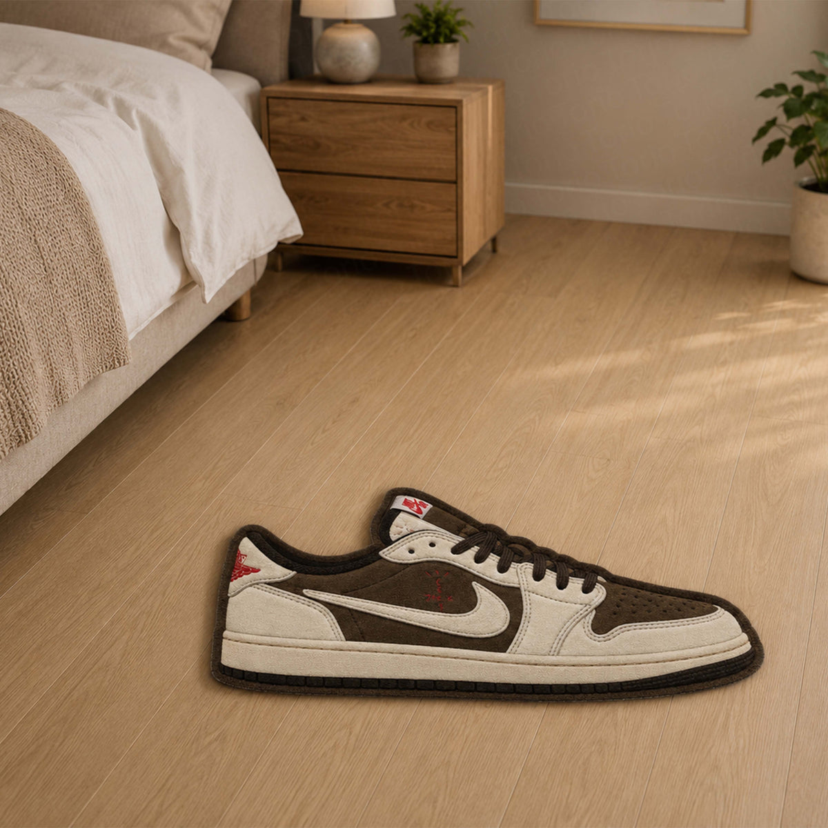 Travis Scott x Air Jordan 1 Low Cut-out Flat Rug | Iconic Sneaker Flat Rug | Premium Streetwear Room Decor