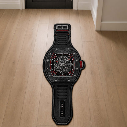 Richard Mille Skeleton Watch Floor Mat (3 mm Thick) | Luxury Timepiece Cut-Out Flat Rug for Bedroom, Office & Watch Collector Decor