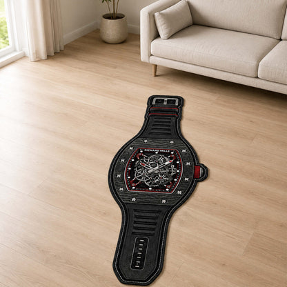 Richard Mille Skeleton Watch Floor Mat (3 mm Thick) | Luxury Timepiece Cut-Out Flat Rug for Bedroom, Office & Watch Collector Decor