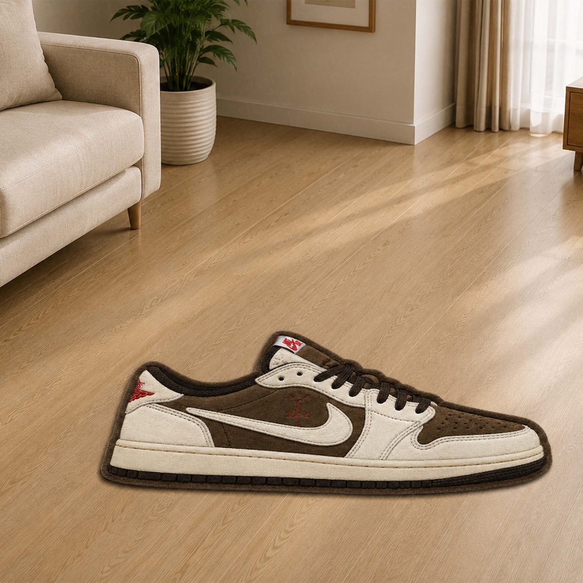 Travis Scott x Air Jordan 1 Low Cut-out Flat Rug | Iconic Sneaker Flat Rug | Premium Streetwear Room Decor