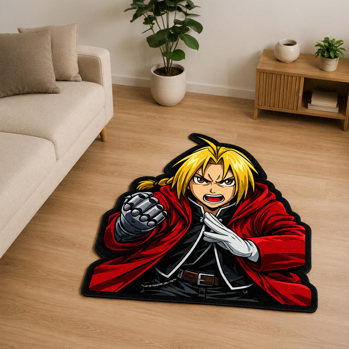 Edward Elric Fullmetal Alchemist Cut-out Flat Rug | Iconic Anime Character Flat Rug | Premium Manga Room Decor