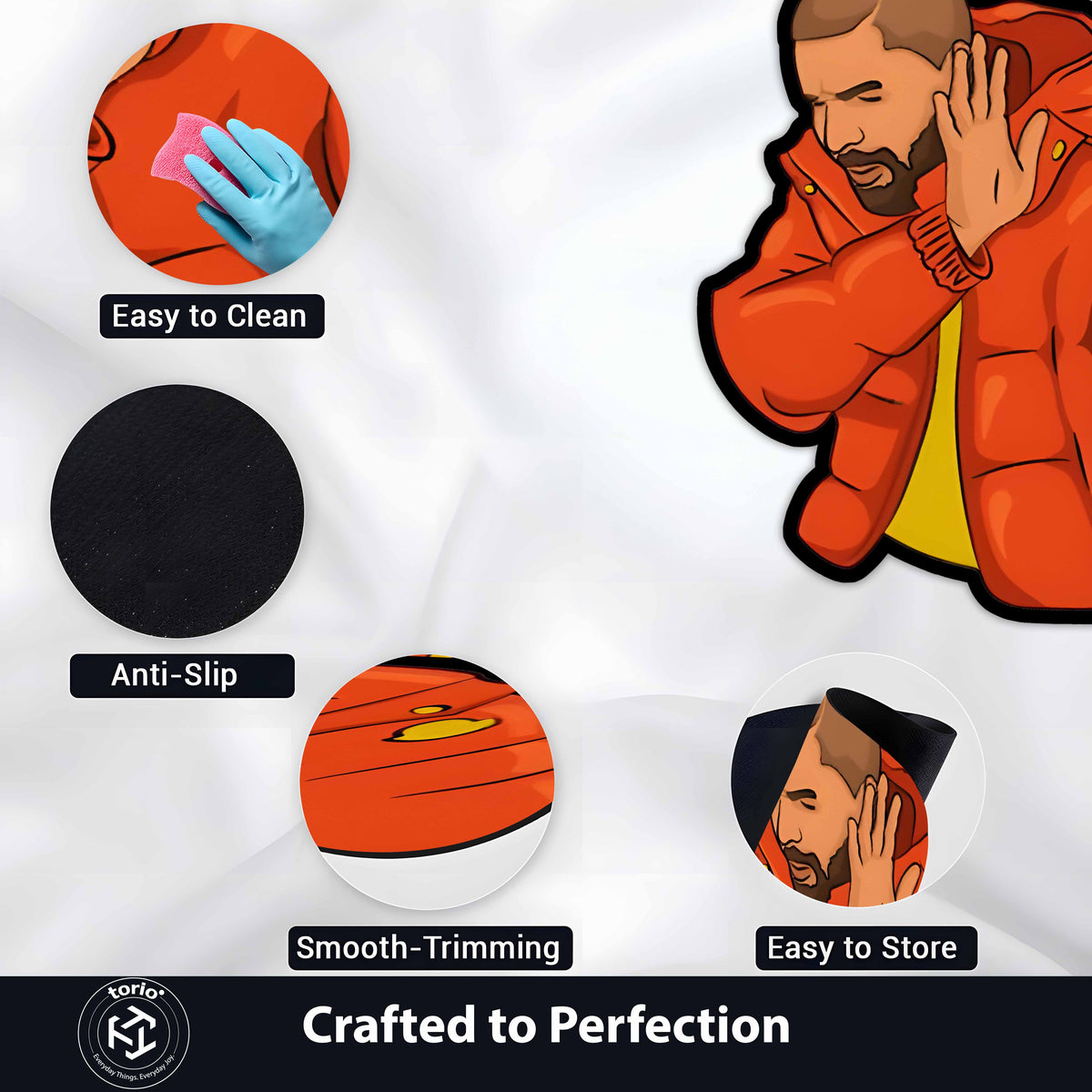 Hotline Bling Meme Cut-out Flat Rug | Viral Dance Reaction Meme Flat Rug | Pop Culture & Gaming Room Floor Decor