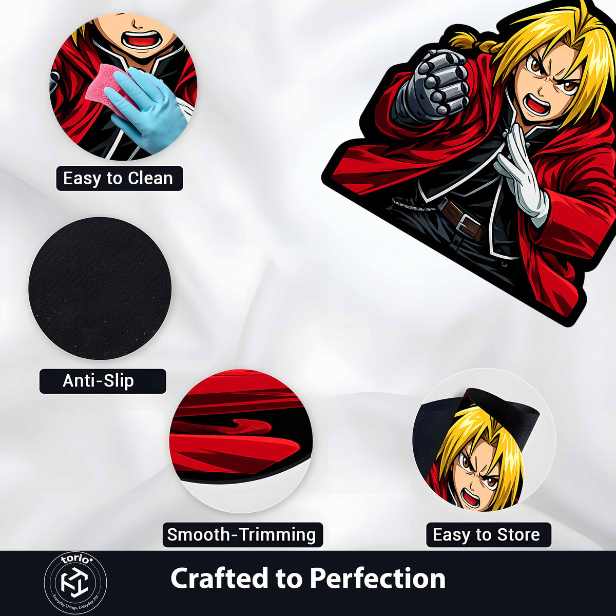 Edward Elric Fullmetal Alchemist Cut-out Flat Rug | Iconic Anime Character Flat Rug | Premium Manga Room Decor