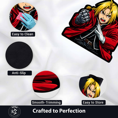 Edward Elric Fullmetal Alchemist Cut-out Flat Rug | Iconic Anime Character Flat Rug | Premium Manga Room Decor