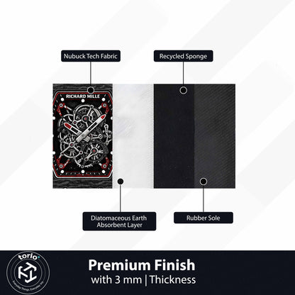 Richard Mille Skeleton Watch Floor Mat (3 mm Thick) | Luxury Timepiece Cut-Out Flat Rug for Bedroom, Office & Watch Collector Decor
