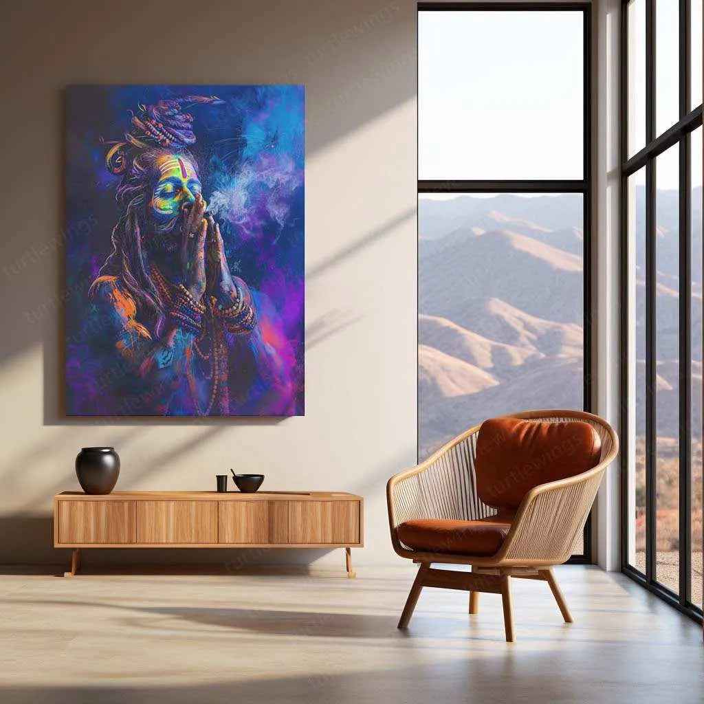 Aghori Metal Poster – Mystical Shiva Sadhu Wall Art | Spiritual & Dark Aesthetic Decor - TURTLEWINGS
