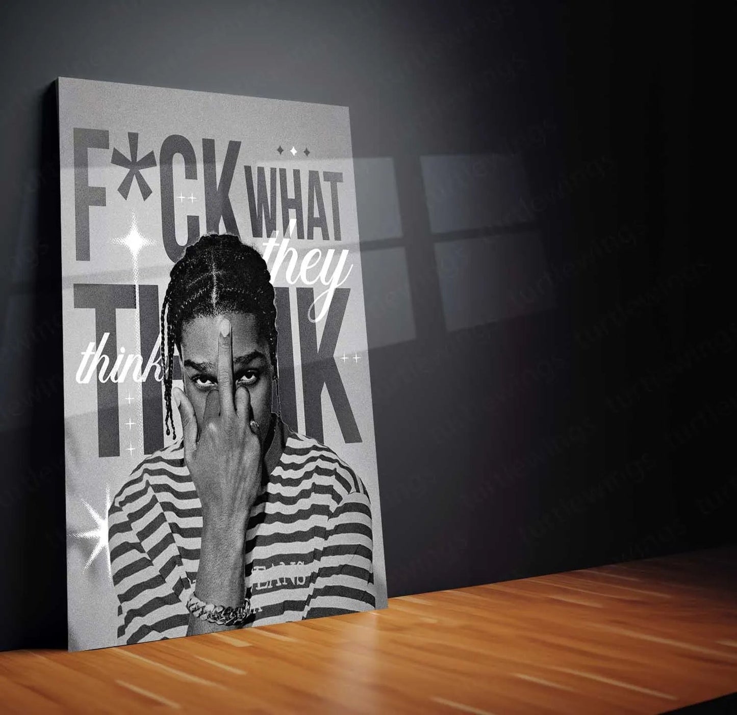 Quote Metal Poster | A$AP Rocky | “F*CK WHAT THEY THINK” | Street Motivation Metal Poster Frame - TURTLEWINGS