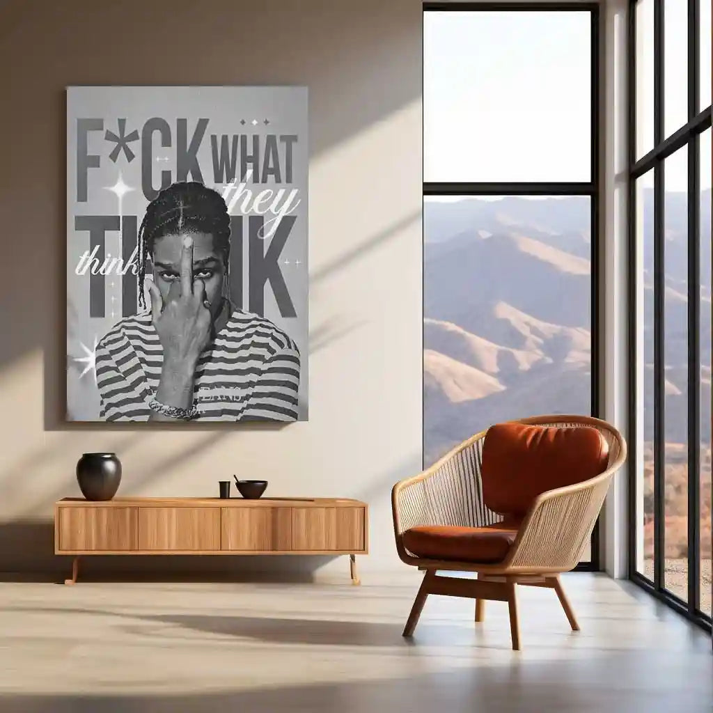 Quote Metal Poster | A$AP Rocky | “F*CK WHAT THEY THINK” | Street Motivation Metal Poster Frame - TURTLEWINGS