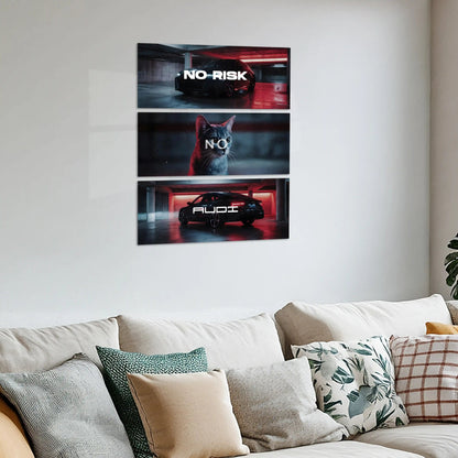 Motivational Metal Poster – Set of 3 | No Risk. No Audi. | Luxury Hustle Wall Art - TURTLEWINGS
