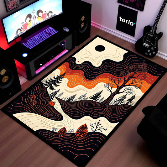 Stained Glass Style Geometric Area Flat Rug | Modern Abstract Multi-Color Floor Mat | Artistic Decorative Flat Rug for Living Room, Gaming Room & Bedroom Decor