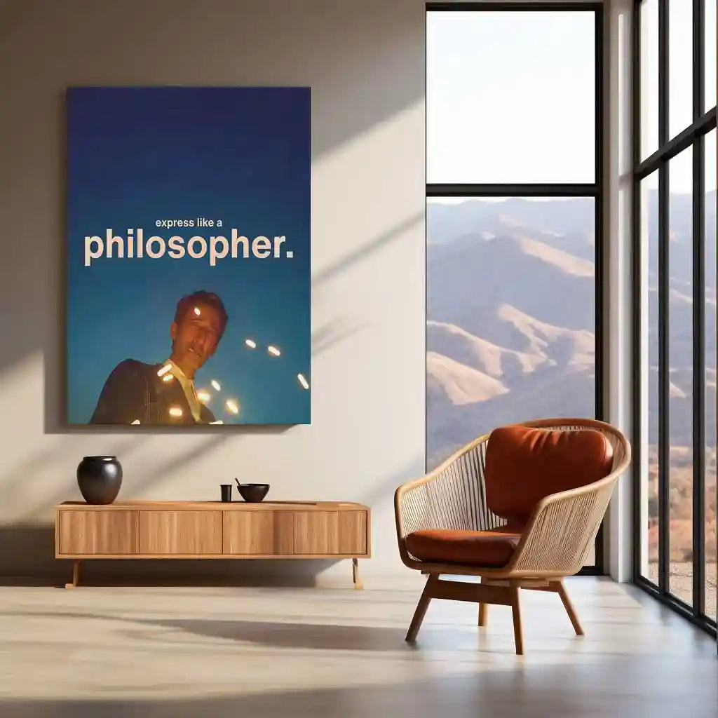 Quote Metal Poster | Adrien Brody | “Express Like a Philosopher” | Cinematic Motivational Metal Poster Frame - TURTLEWINGS