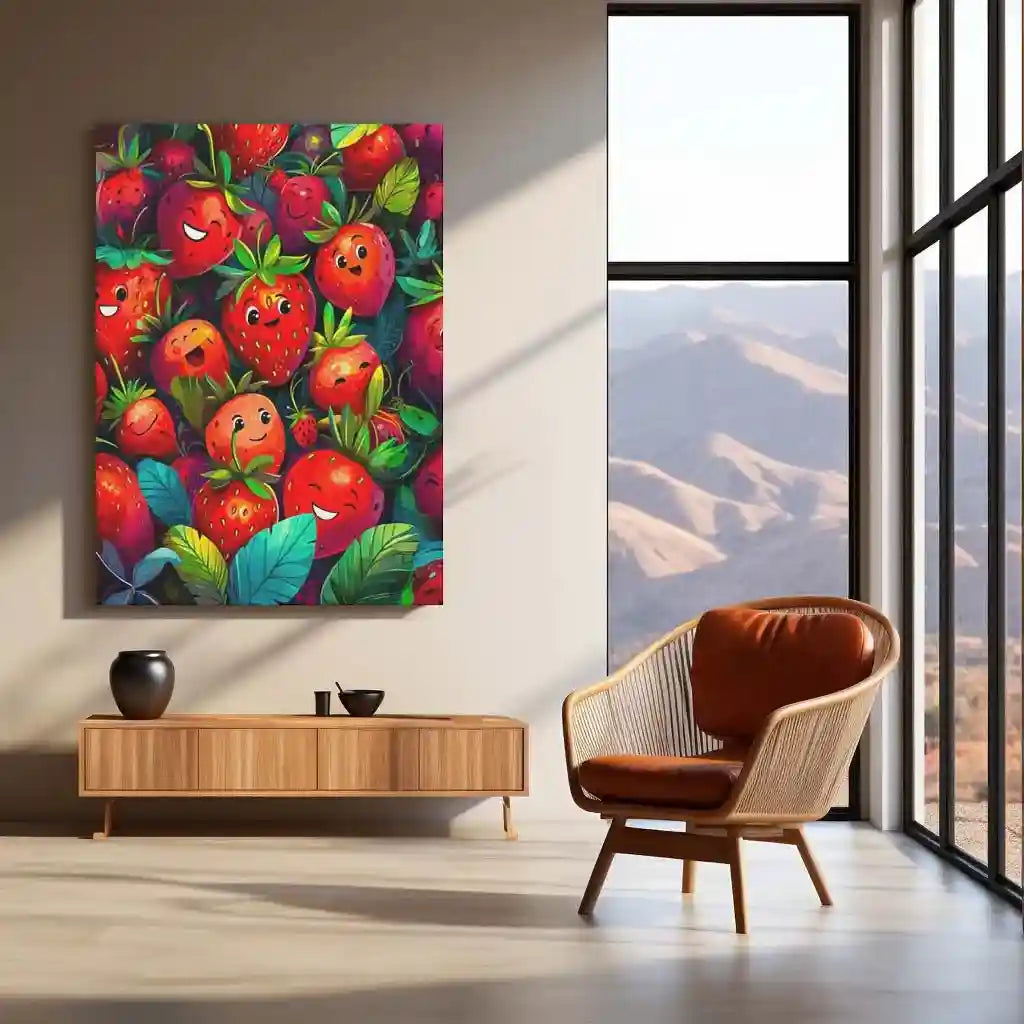 Urban Aesthetic Metal Poster | Aesthetic Strawberry Metal Poster – Sweet & Vibrant Wall Art - TURTLEWINGS
