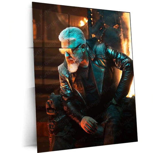 Movies & Series Metal Poster | Thala Ajith Kumar Stylish Metal Poster | Mass South Superstar Wall Art | Premium Actor Portrait Frame 02 - TURTLEWINGS