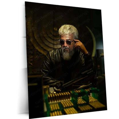 Movies & Series Metal Poster | Thala Ajith Kumar Stylish Metal Poster | Mass South Superstar Wall Art | Premium Actor Portrait Frame 03 - TURTLEWINGS