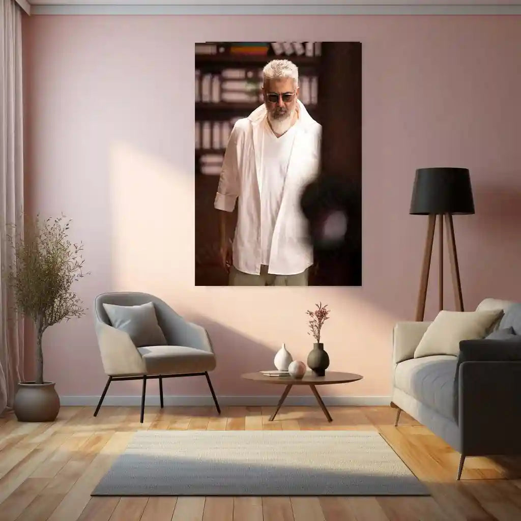 Movies & Series Metal Poster | Thala Ajith Kumar Stylish Metal Poster | Mass South Superstar Wall Art | Premium Actor Portrait Frame 04 - TURTLEWINGS