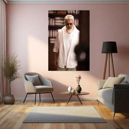 Movies & Series Metal Poster | Thala Ajith Kumar Stylish Metal Poster | Mass South Superstar Wall Art | Premium Actor Portrait Frame 04 - TURTLEWINGS