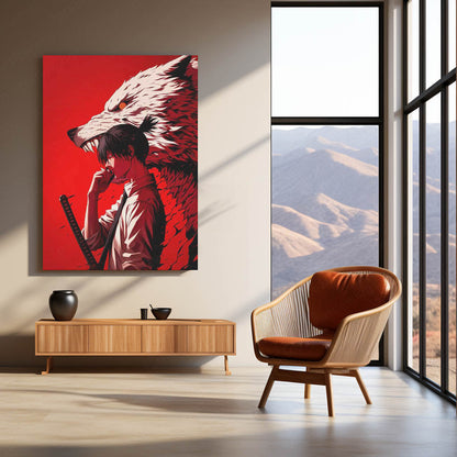 Anime Metal Poster | Aki Hayakawa & Fox Devil Crimson Aura Wall Art