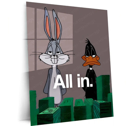 Quote Metal Poster |All In | High-Stakes, Zero-Doubt Hustle Metal Frame - TURTLEWINGS 