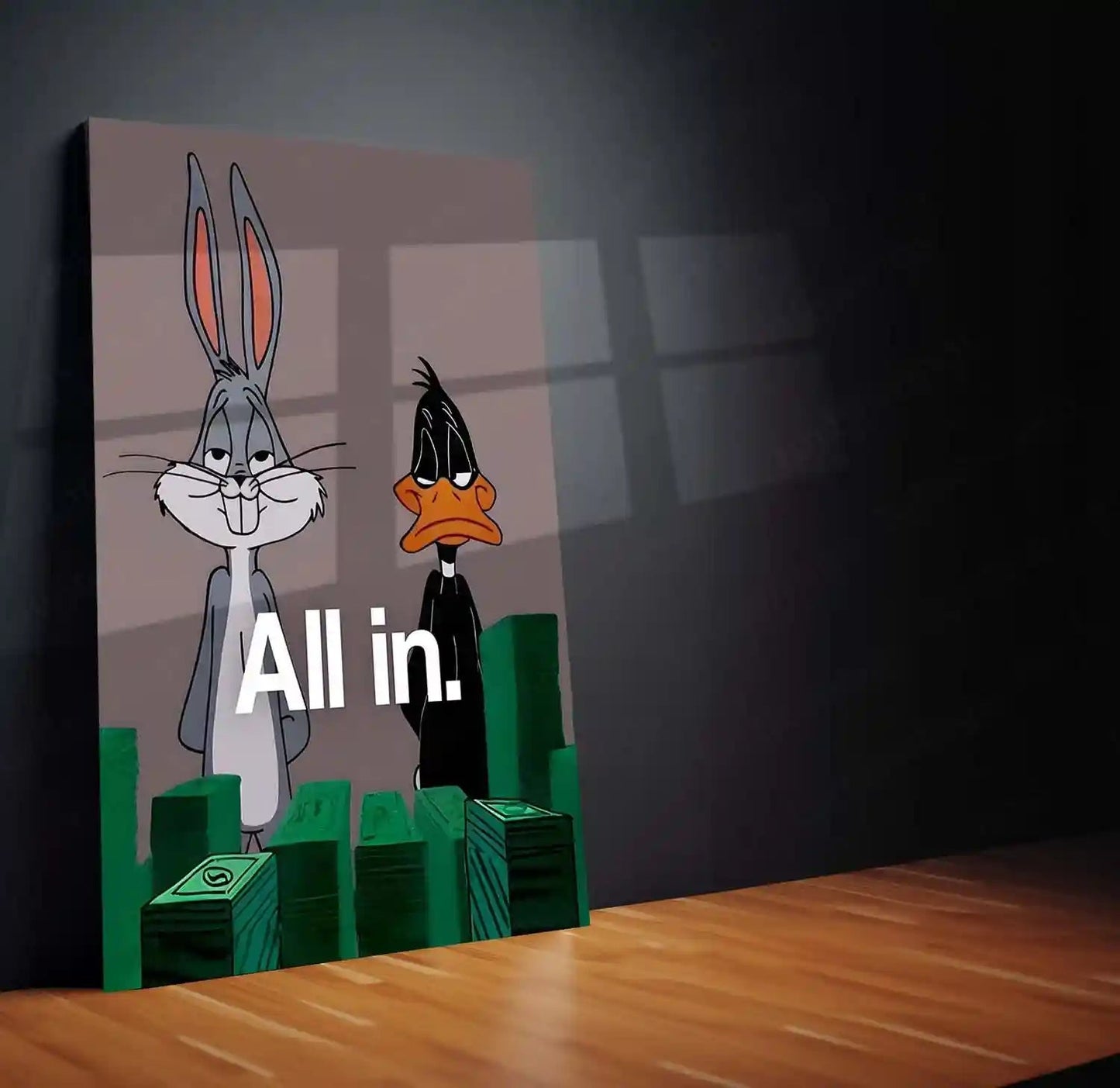 Quote Metal Poster |All In | High-Stakes, Zero-Doubt Hustle Metal Frame - TURTLEWINGS 