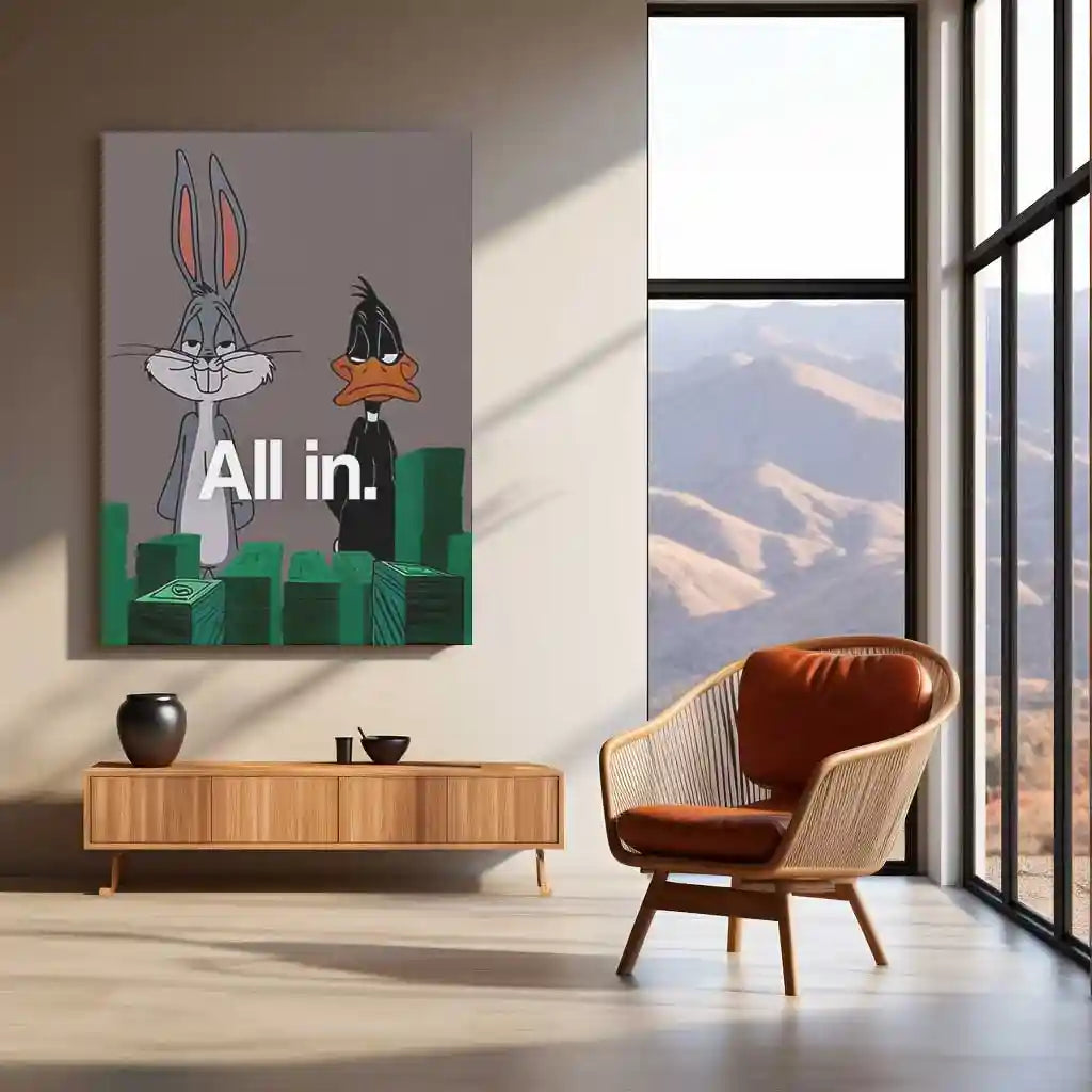 Quote Metal Poster |All In | High-Stakes, Zero-Doubt Hustle Metal Frame - TURTLEWINGS 