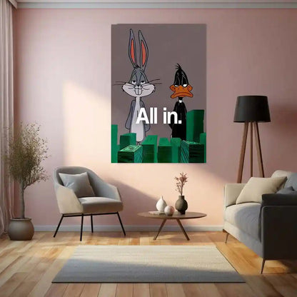 Quote Metal Poster |All In | High-Stakes, Zero-Doubt Hustle Metal Frame - TURTLEWINGS 