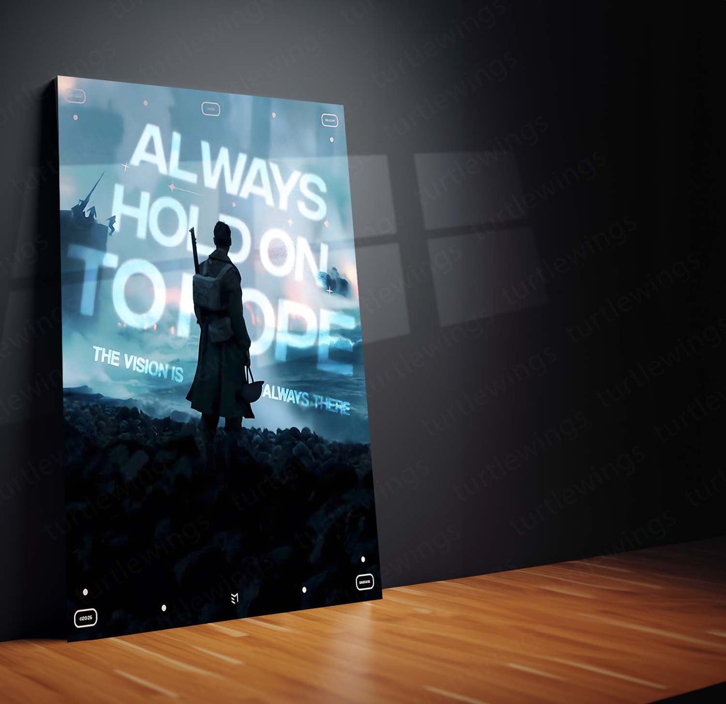 Quote Metal Poster | Always Hold On to Hope Metal Frame | Inspirational Quote Wall Art | Futuristic Motivational Metal Poster