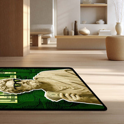 Hustle Money Greek Statue Area Flat Rug | Luxury Wealth Aesthetic Flat Rug | Dollar Gaming Room & Office Decor