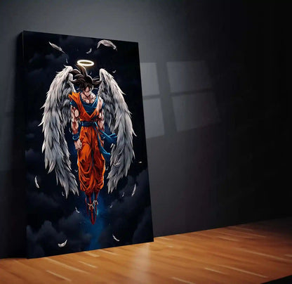 Anime Metal Poster | Goku Angel Metal Poster | Dragon Ball Z Anime Wall Art | Super Saiyan Warrior Frame | Anime Room Decor - TURTLEWINGS