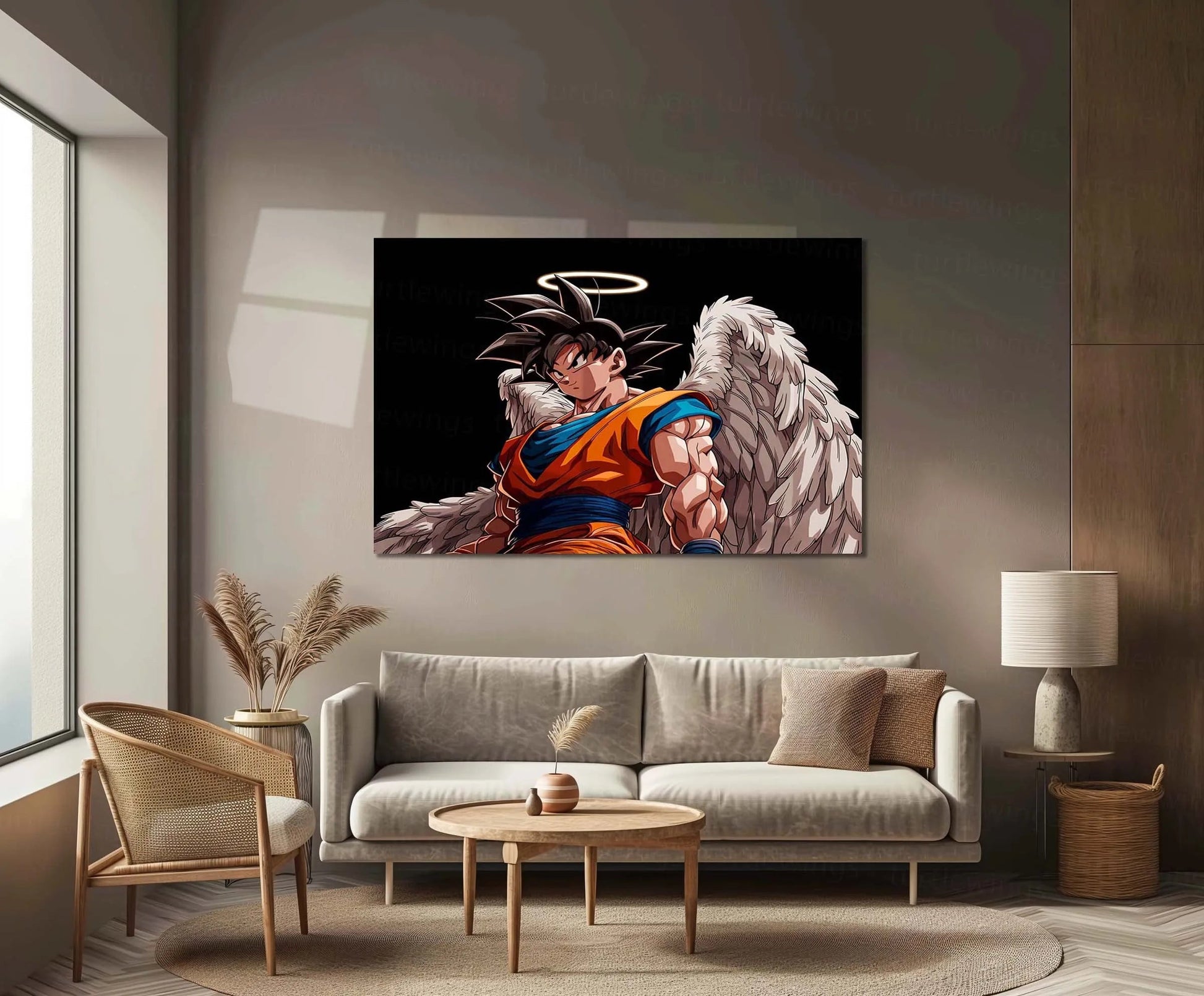 Anime Metal Frame | Angel Goku Metal Poster | Dragon Ball Z Wall Art | Divine Wings Goku Frame | Anime Room Decor - TURTLEWINGS