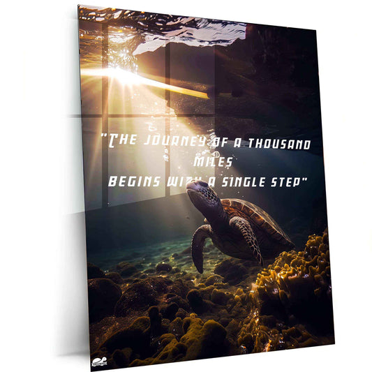 The Journey of a Thousand Miles" Metal Poster | Inspirational Quote Wall Art | Motivational Decor - TURTLEWINGS