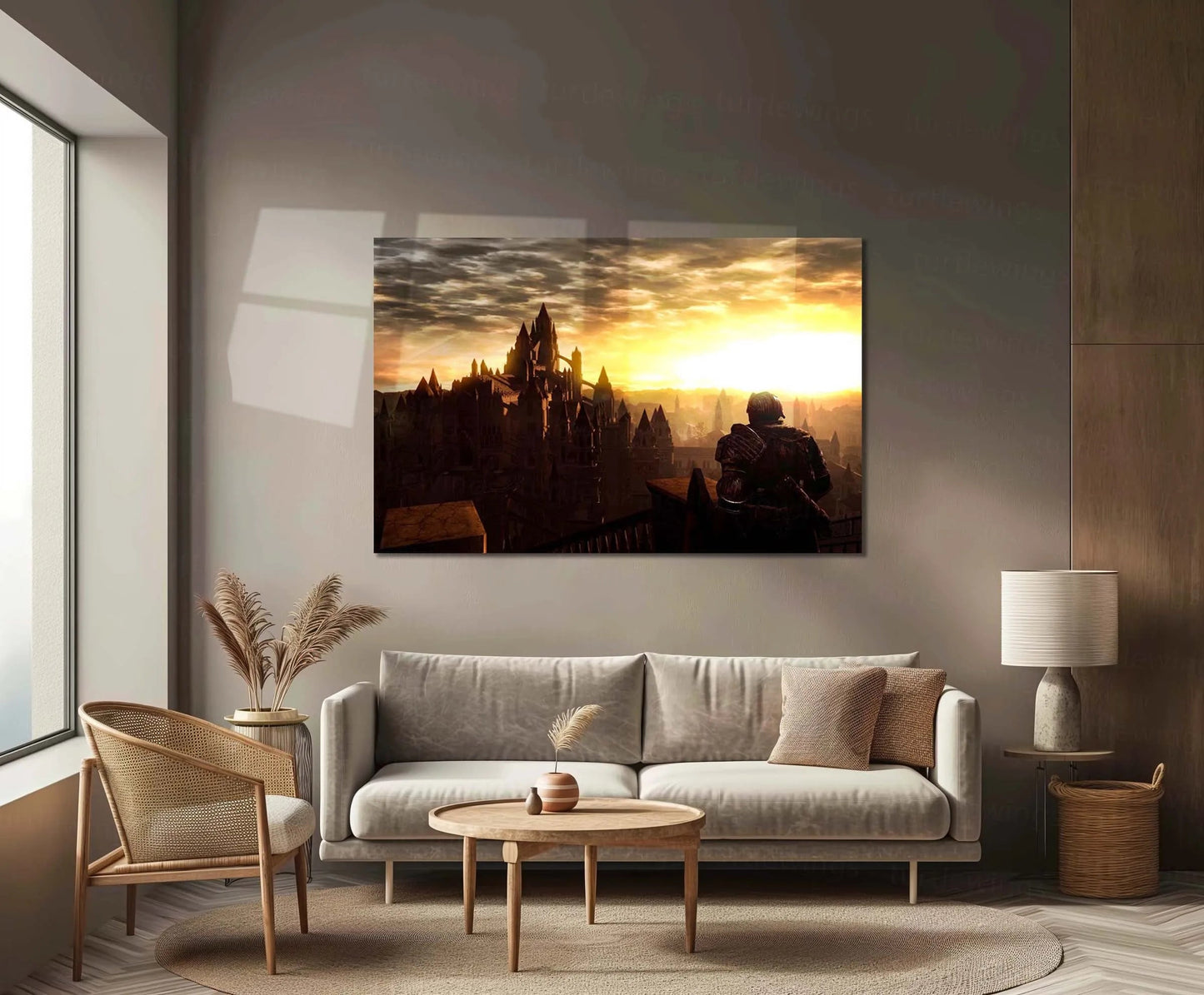 Anor Londo | City of Sunlight Gaming Metal Frame Golden Majesty, Fallen Glory & Eternal Challenge Wall Art - TURTLEWINGS 