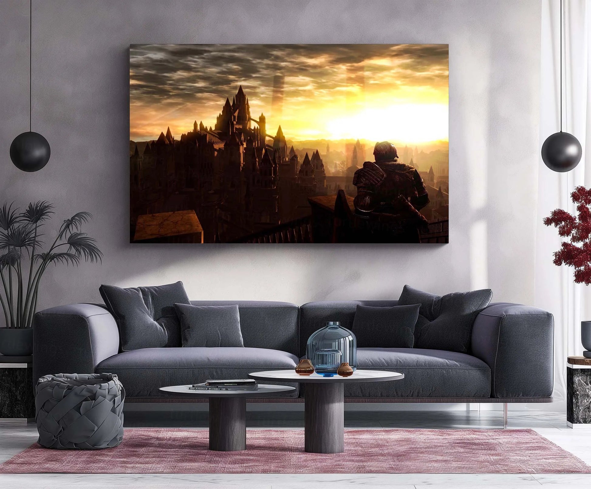 Anor Londo | City of Sunlight Gaming Metal Frame Golden Majesty, Fallen Glory & Eternal Challenge Wall Art - TURTLEWINGS 