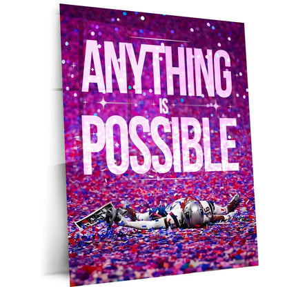 Quote Metal Poster | Tom Brady – Anything Is Possible Metal Frame GOAT Mentality NFL Wall Art | Championship Belief Quote Metal Poster - TURTLEWINGS