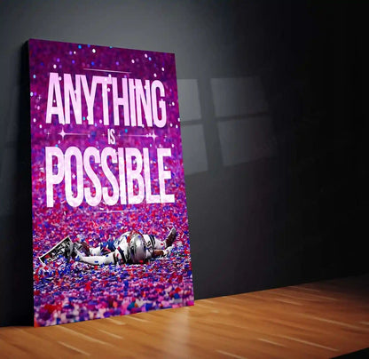 Quote Metal Poster | Tom Brady – Anything Is Possible Metal Frame GOAT Mentality NFL Wall Art | Championship Belief Quote Metal Poster - TURTLEWINGS