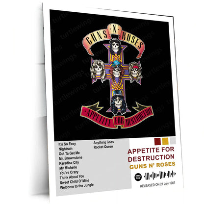 Guns N’ Roses Complete Collection | Set of 10 | Set of 8 | Set of 4 | Album Posters Metal Frames Hard Rock Legends. Raw Energy. Timeless Stage Power. - TURTLEWINGS