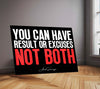 Quote Metal Poster | Arnold Schwarzenegger Quote – “Results or Excuses, Not Both” | Motivational Gym Wall Metal Frame Poster