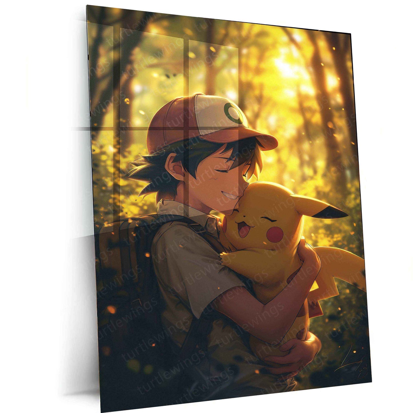 Ash & Pikachu’s Love - Pokémon Metal Poster | Iconic Duo | Heartwarming Anime Art - TURTLEWINGS