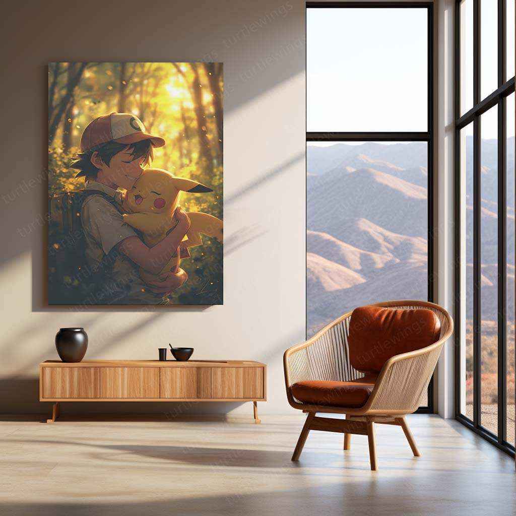 Ash & Pikachu’s Love - Pokémon Metal Poster | Iconic Duo | Heartwarming Anime Art - TURTLEWINGS