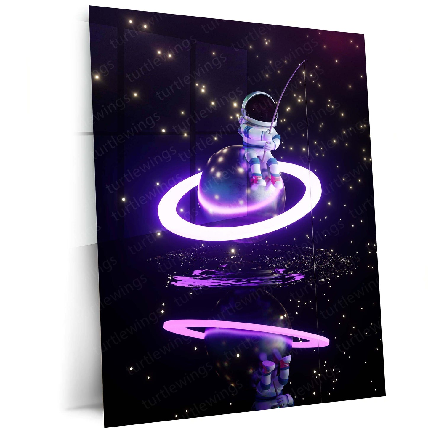 Cosmic Fishing – Dream Beyond the Stars | Space Fantasy Wall Art  Astronaut Galaxy Adventure Metal Frame by TurtleWings  📝