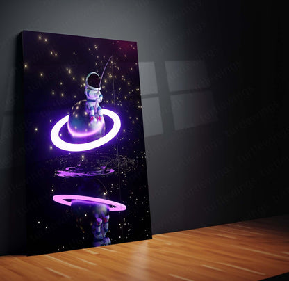 Cosmic Fishing – Dream Beyond the Stars | Space Fantasy Wall Art  Astronaut Galaxy Adventure Metal Frame by TurtleWings  📝