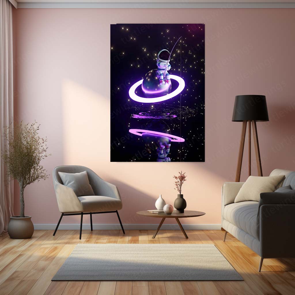 Cosmic Fishing – Dream Beyond the Stars | Space Fantasy Wall Art  Astronaut Galaxy Adventure Metal Frame by TurtleWings  📝