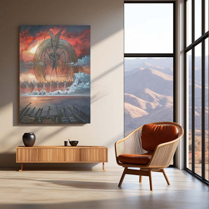 Anime Metal Poster | Attack on Titan Metal Frame | Colossal Titan Anime Wall Art | Premium Metal Poster