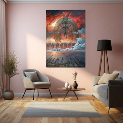 Anime Metal Poster | Attack on Titan Metal Frame | Colossal Titan Anime Wall Art | Premium Metal Poster