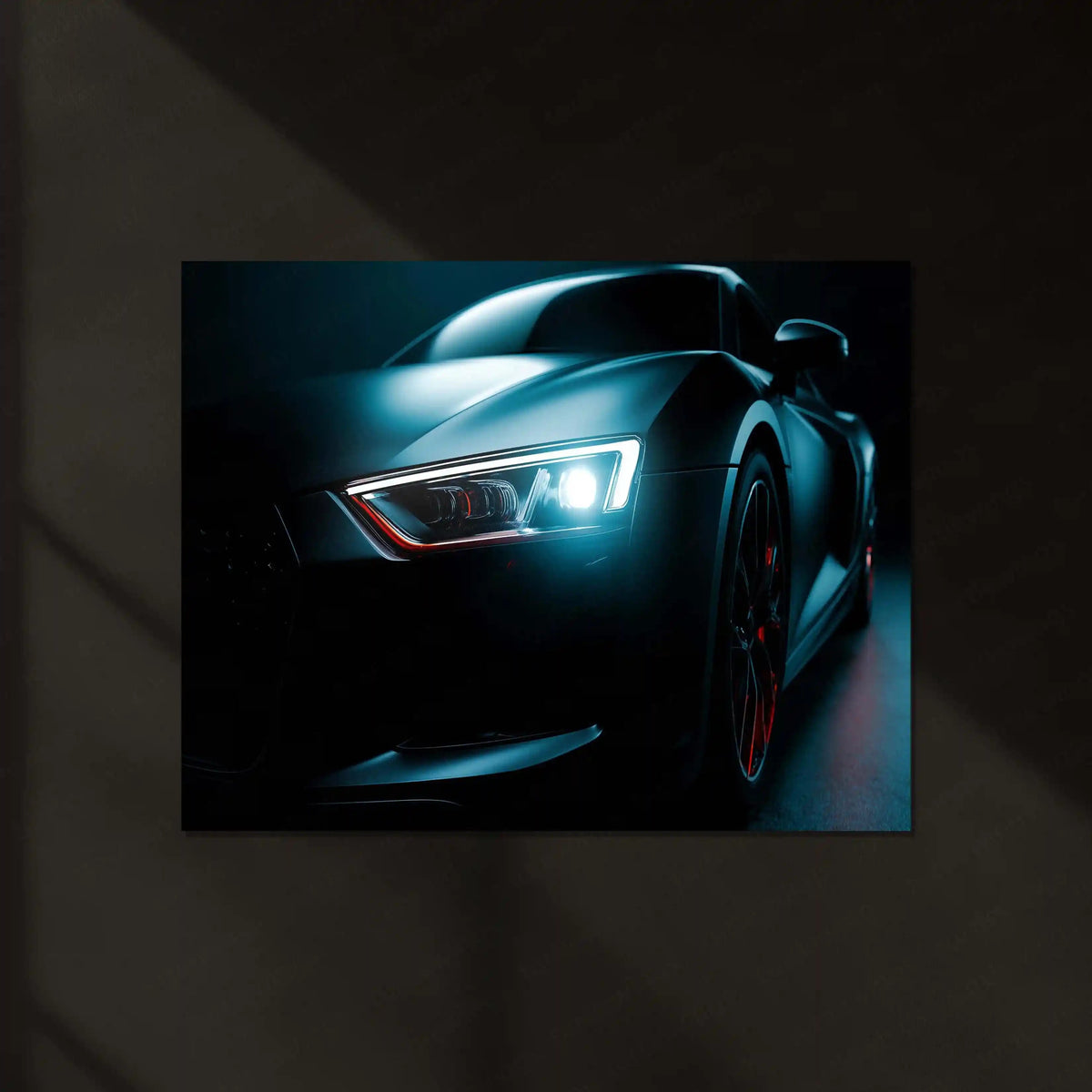 Audi R8 Neon LED Metal Poster | V10 Supercar Wall Art | Red & White Performance Glow Frame - TURTLEWINGS
