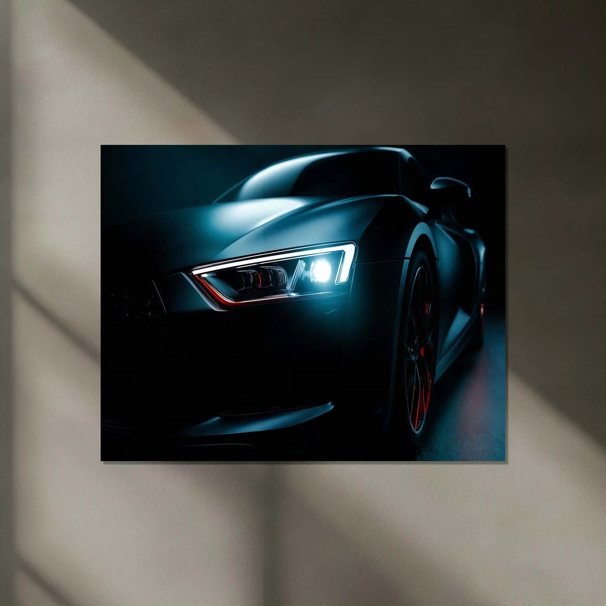 Audi R8 Neon LED Metal Poster | V10 Supercar Wall Art | Red & White Performance Glow Frame - TURTLEWINGS