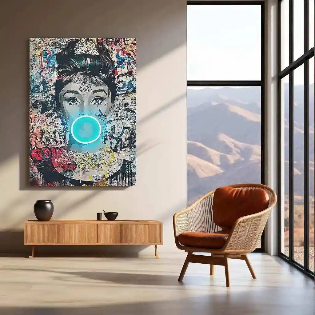 Audrey Hepburn Bubble Neon LED Metal Frame - Iconic Elegance with a Modern Twist - TURTLEWINGS