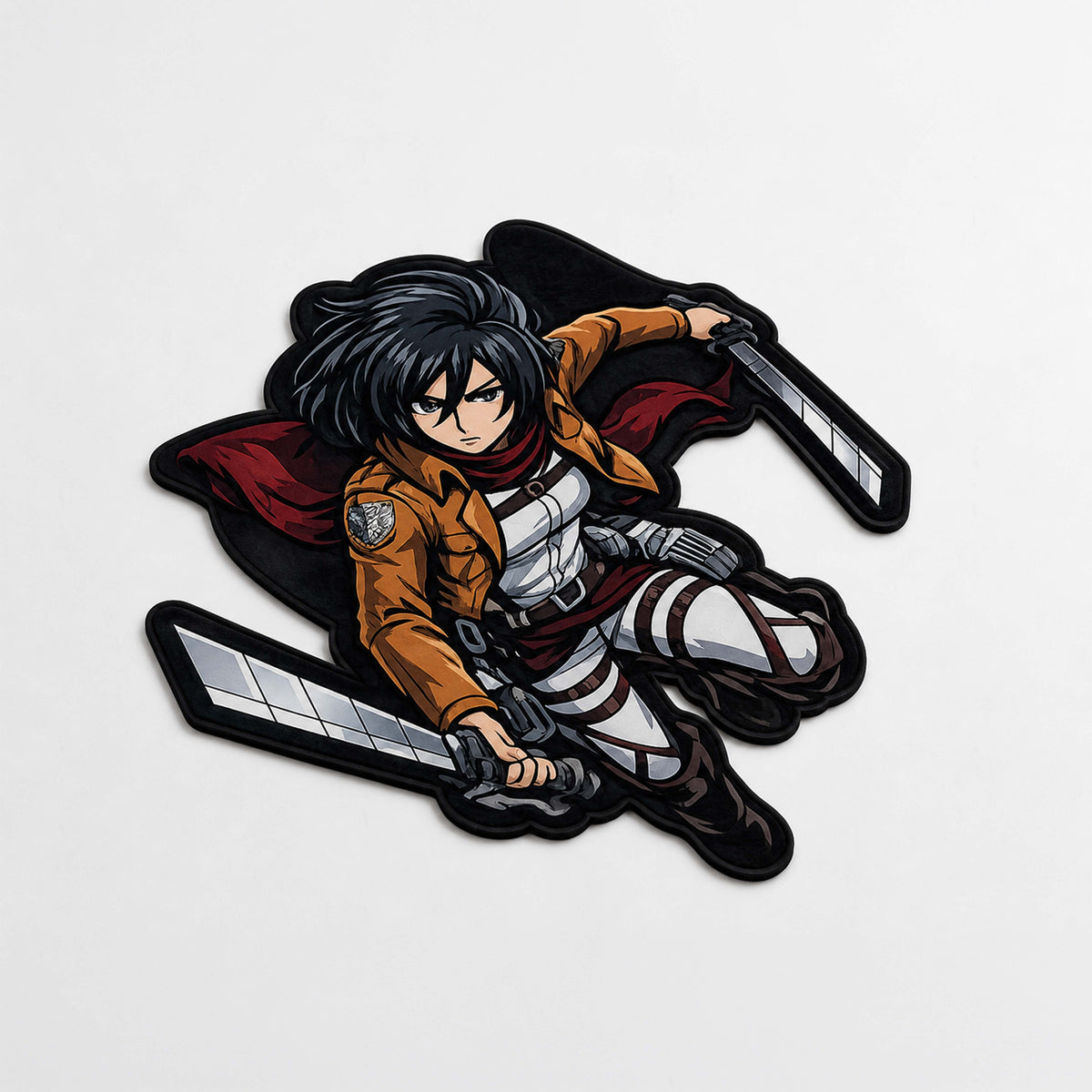 Mikasa Ackerman Attack on Titan Cut-out Flat Rug | Iconic Anime Warrior Flat Rug | Premium Manga Room Decor